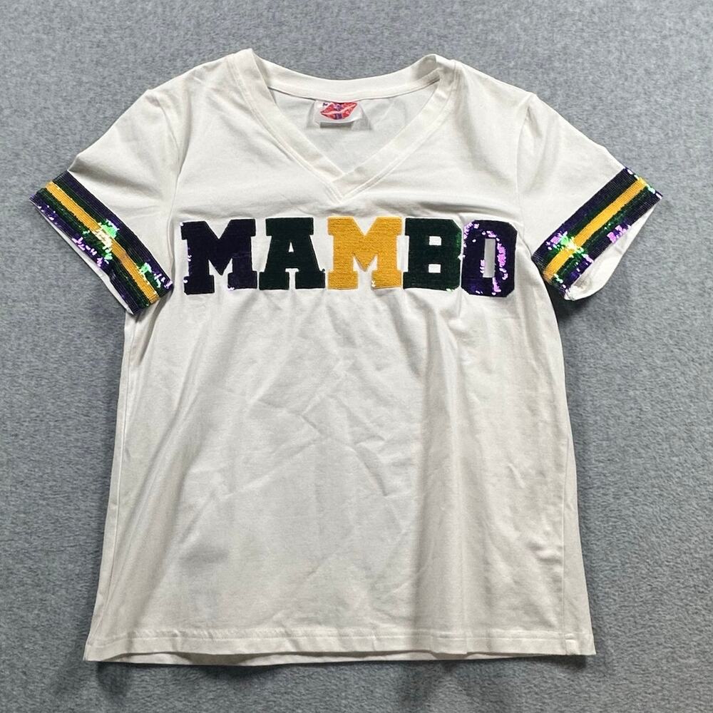Queen Of Sparkles Mambo Sequin Shirt Womens Medium Mardi Gras